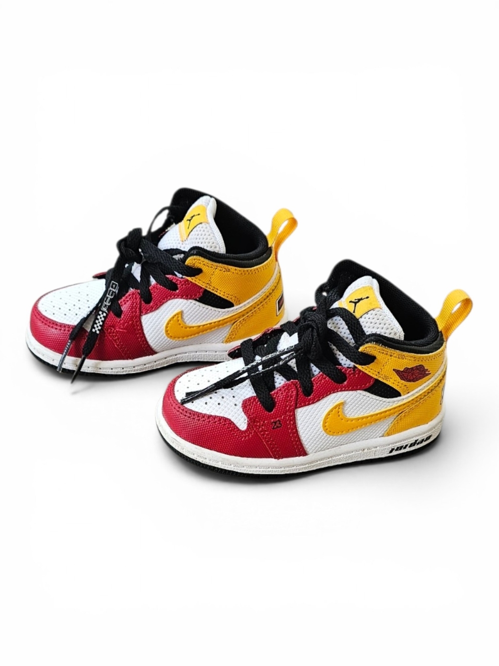 Nike Air Jordan 1 Mid Toddler Sneakers Size 7C Red Yellow - Picture 5 of 12